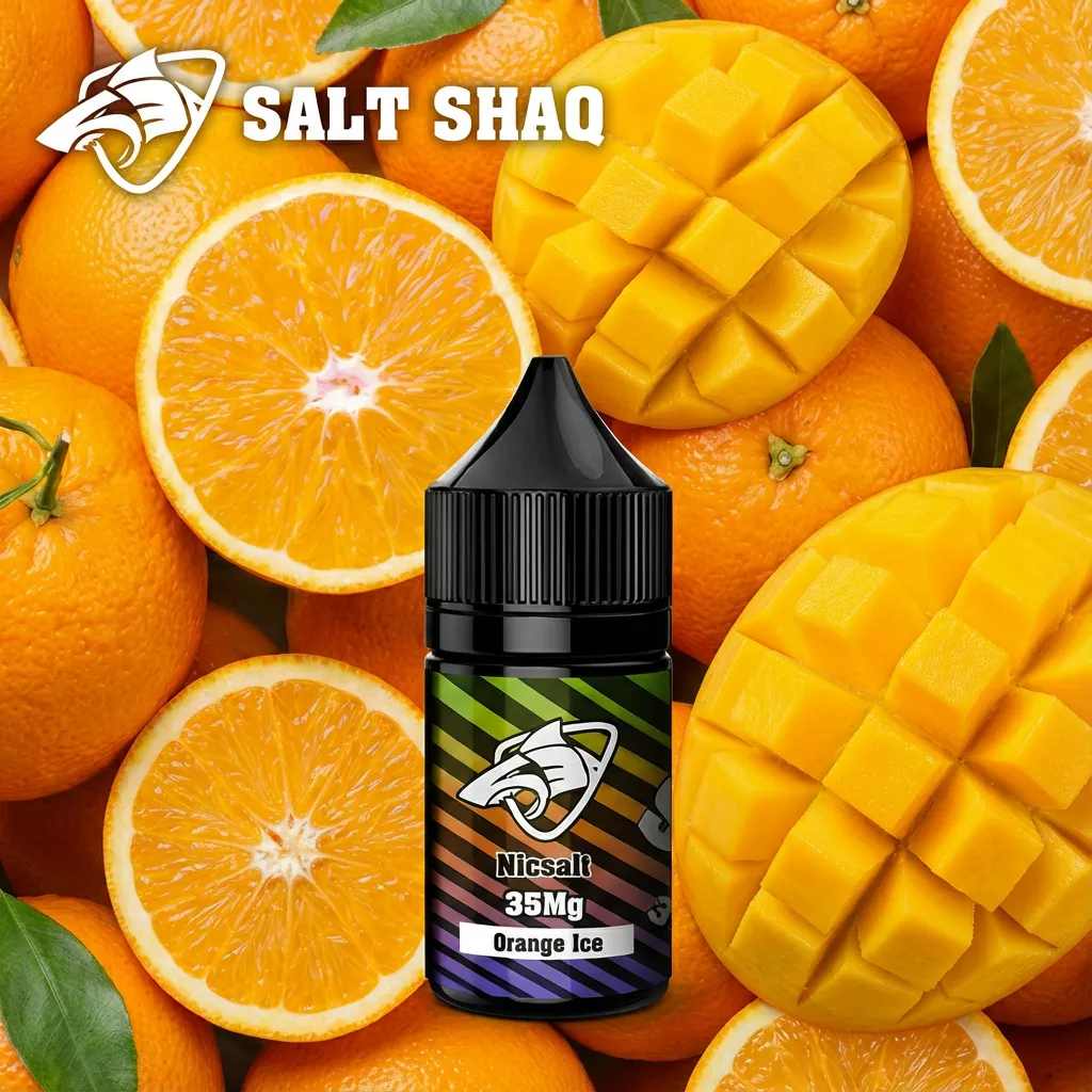 SALT SHAQ 彩鯊系列橙冰口味,橘子與芒果風味 30ml 煙油包裝