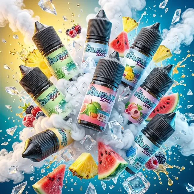 假日鹽煙油 HOLIDAY SALT 商品圖 假日鹽煙油 HOLIDAY SALT 商品圖,呈現水果、菸草與冰感調性